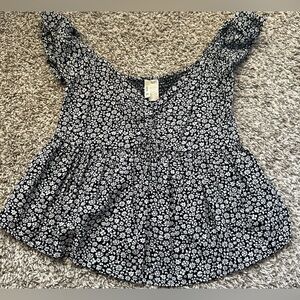 Japna Black and White Floral Blouse